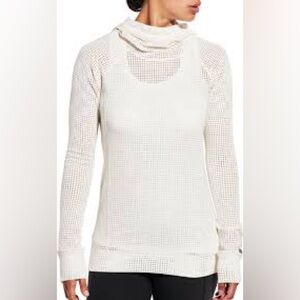 CALIA by Carrie Underwood Cream Fleuria Mesh Hooded Pullover